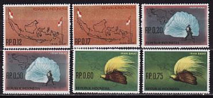 Индонезия, Ириан- Барат, 1963, Интеграция, Парашютист, Карта, 6 марок